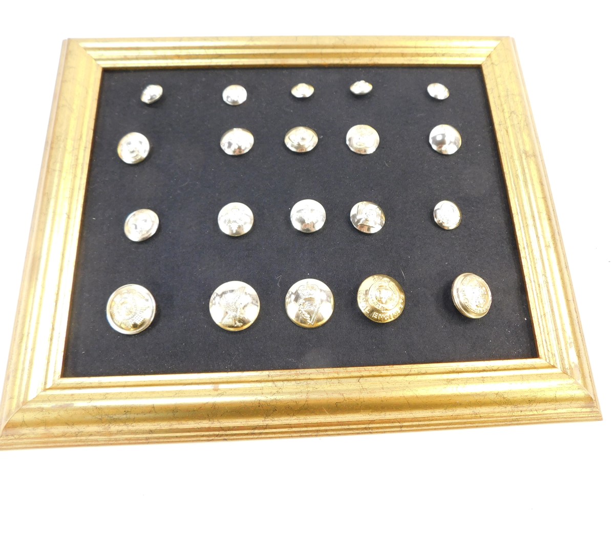 Two framed display cases of military buttons. - Image 5 of 5
