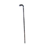 A Victorian bamboo Sunday Golf walking stick, with horn club handle, having plated mount and