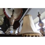 An onyx table lamp, and a Neo Classical brass finish table lamp. (2)