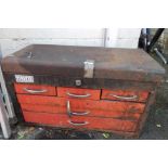 A red Talco metal tool chest and contents. (AF)