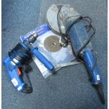 A Draper corded drill, and a Bosch welder with welding plates.