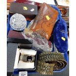 Costume jewellery and effects, belts, bracelets, dressing table jars, jewellery boxes, etc. (1