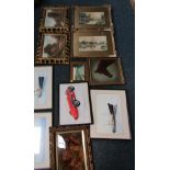 A quantity of pictures and prints, oil on board by Nobel of a horse figure, Victorian prints,