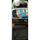 Carp fishing accessories, including luggage, catapults, binoculars, head torches and various other a