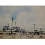 •Robin Franklin (20thC). Houseboats, artist signed limited edition print, 236/750, Fidelity prints,