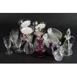 Various glassware, ewers, cut glass sundae dishes, various dimensions. (a quantity)