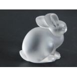 A 20thC Lalique clear and frosted glass figure of a rabbit, script mark, 7cm high.