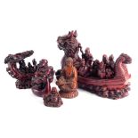 Various resin Chinese design items, figure of Buddha 17cm high, etc. (a quantity)