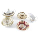 Various early 19thC porcelain, a Spode cabinet cup, 7cm high, and saucer decorated with acanthus lea