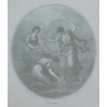 After Bartolozzi. Flora, sepia style print, 42cm x 22cm, (late edition), book plate, print, pictures