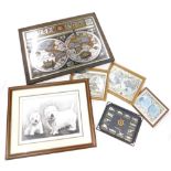 A framed set of knots, 22cm x 29cm, and various other map prints. (a quantity)