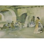 •Sir William Russell Flint (1880-1969). Ladies in an interior, artist signed print, watermarked L.J,