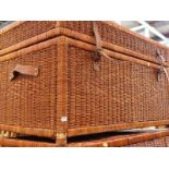 A rush style linen basket.