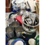 Miscellaneous silver plated ware, to include Mexican two handled silver plated wine cooler,