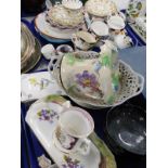 A quantity of teaware, china, Art Deco vase, Continental two handled pierced basket, etc.