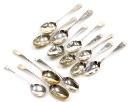 Various silver spoons, some monogrammed, others with bright cut decoration, various dates and assays