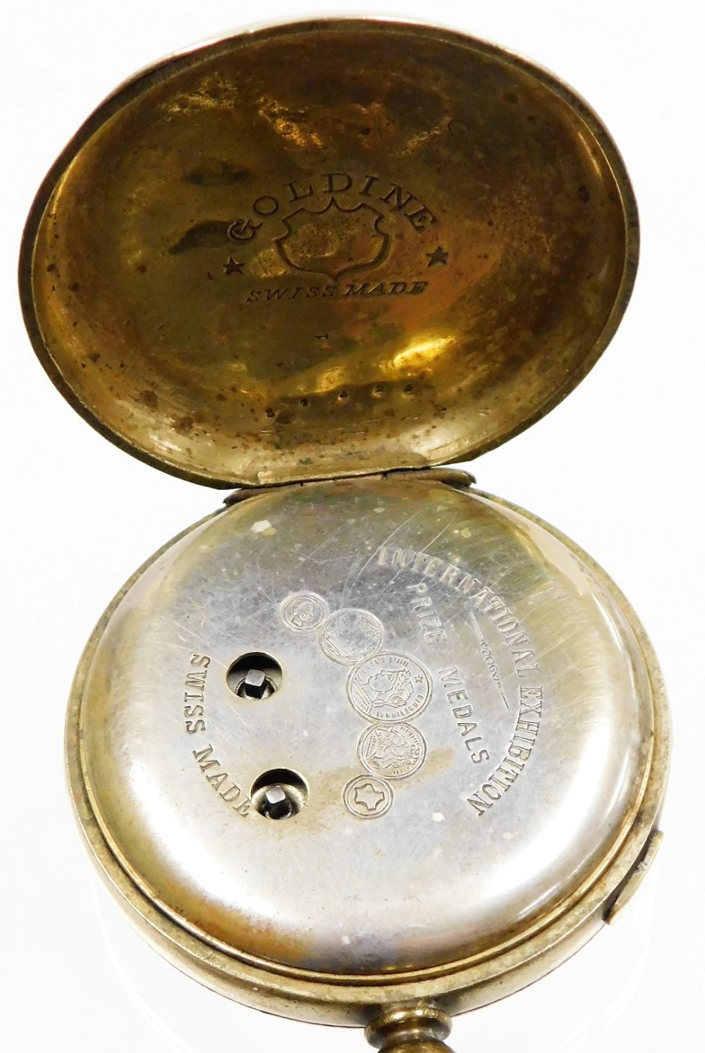 A Victorian gold plated chronograph pocket watch, by Dorey Lester and Company, open face, key wind, - Image 2 of 4