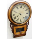 A late 19thC Anglo American Clock Company mahogany cased drop dial wall clock, circular tin dial bea