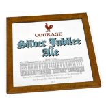 A Courage Silver Jubilee ale advertising mirror, 45cm x 45cm, in wooden frame.