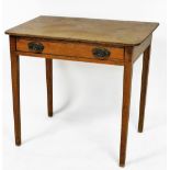 A Georgian and later mahogany side table, with a single frieze drawer, raised on tapering square leg