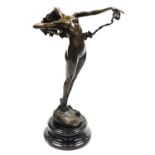 After Harriet Whitney Frishmunth (American 1880-1980). Divine, bronze metal figure of a standing nu