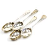 Four Victorian silver Old English pattern dessert spoons, one monogrammed, dates for Sheffield 1896,