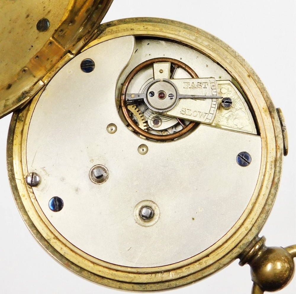 A Victorian gold plated chronograph pocket watch, by Dorey Lester and Company, open face, key wind, - Image 3 of 4