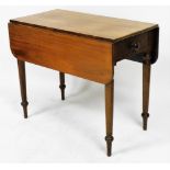 A Victorian mahogany Pembroke table, with single frieze drawer, raised on turned legs, 74cm high, 50