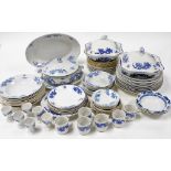 A Royal Cauldon & Pountney composite blue and white part dinner and coffee service, decorated in the