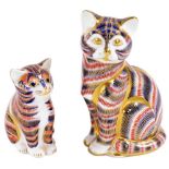 A Royal Crown Derby Imari porcelain paperweight, modelled as a seated cat, and another modelled as a