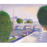 After Jean Vollet. Quais De Seine Au Point Neuf, lithograph, signed limited edition number 166/300,