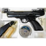 A Webley Hurricane air pistol, boxed, etc.