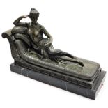 After Antonio Canova. A hollow bronze sculpture of Pauline Bonaparte modelled in the form of Venus,