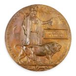 A World War I widows death penny, to William George Thompson.