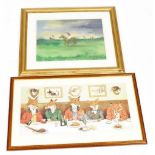 David Albert (20thC School). Polo scene, watercolour, signed, 28cm x 39cm, and after Harry B Neilson