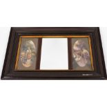A Victorian faux rosewood wall mirror, of rectangular section, the slip enclosing a central rectangu