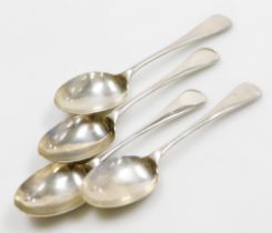 A set of four George V silver Old English pattern tablespoons, of plain form, Sheffield 1927, 7oz.