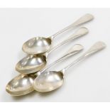 A set of four George V silver Old English pattern tablespoons, of plain form, Sheffield 1927, 7oz.