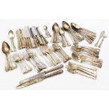 Silver Kings pattern plated flatware, together with shell pattern forks and spoons. (a quantity)