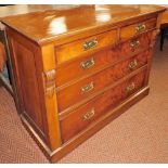 A Victorian mahogany chest, of two short over three long graduated drawers, raised on a plinth base,
