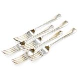 A set of five Old English pattern silver table forks, Walker & Hall, Sheffield 1961, 12½oz.