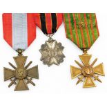 Three medals, comprising a World War I Croix De Guerre Commendation Star, a French Theatres D'operat