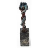 After Miguel Fernandez Lopez "Milo". A patinated bronze figure of a lady, modelled standing with a f