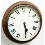 A Victorian mahogany cased wall clock, circular dial bearing Roman numerals, fusee movement, no key,