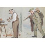 Early 20thC British School. Double portrait of a gentleman in 1909 and later in 1914, watercolour, b