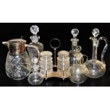 Victorian and later glassware, including cut glass decanters and stoppers, claret and oil jugs and s
