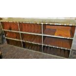 A set of mid century painted pine postal shelves, with nine compartmentalised recesses, 99cm high, 2