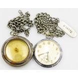 A Continental Art Deco bicolour gentleman's pocket watch, open faced, keyless wind, circular bicolou