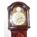 A George III mahogany longcase clock by Joseph Wood of Scarborough, the arched dial with foliate spa