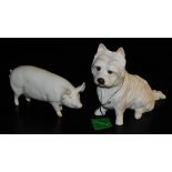 Two items of Beswick, comprising of a model of a Champion Wall Queen pig, 15cm wide, (AF) and a matt